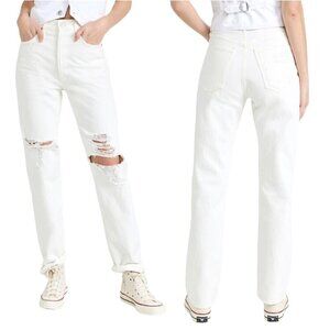 Citizens of Humanity Jeans Women 28 White Distressed Eva Relaxed Baggy‎ Straight